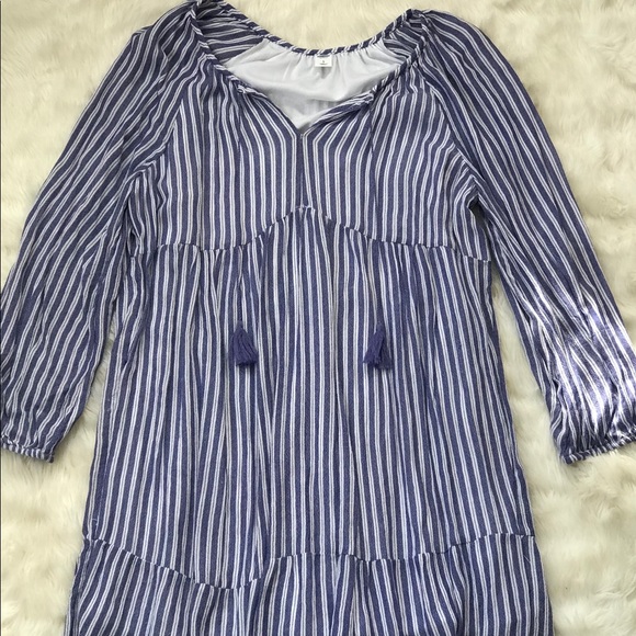 Old Navy Dresses & Skirts - Long-Sleeve Blue/White Dress - Old Navy